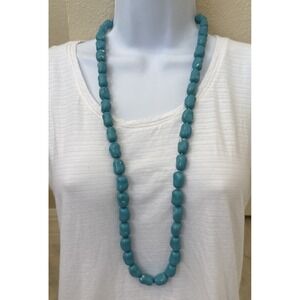 KJL‎ Kenneth Jay Lane Aqua Blue Green Color Necklace Jewelry Signed 35" Czech